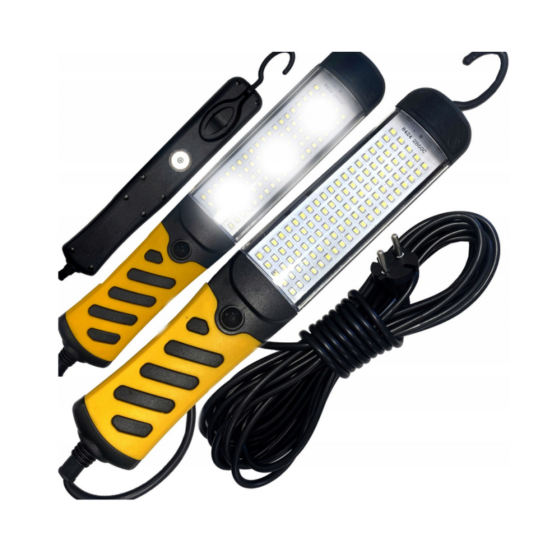 Warsztatowa lampa 120 LED latarka magnes hak 230V 10M