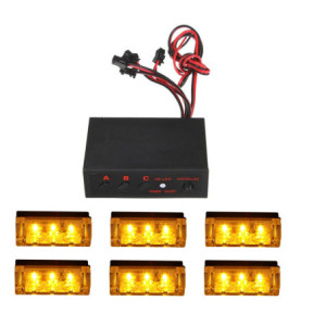 STROBOSKOPY OSTRZEGAWCZE SYGNALIZACYJNE LED 6 x 3 LED POMARAŃCZOWE ŻÓŁTE