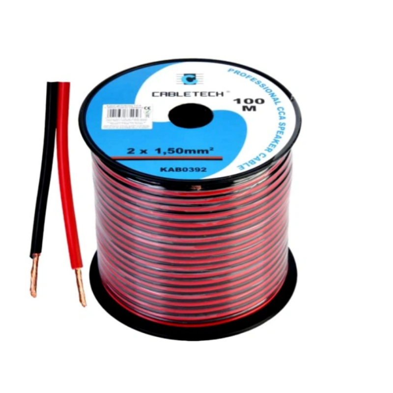 100m Kabel PRZEWÓD GŁOŚNIKOWY 2x1,5mm CCA Solidny
