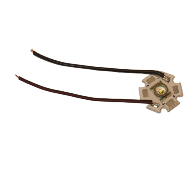 DIODA LED 5W biała zimna do latarek PCB 20mm ceramiczna z przewodami