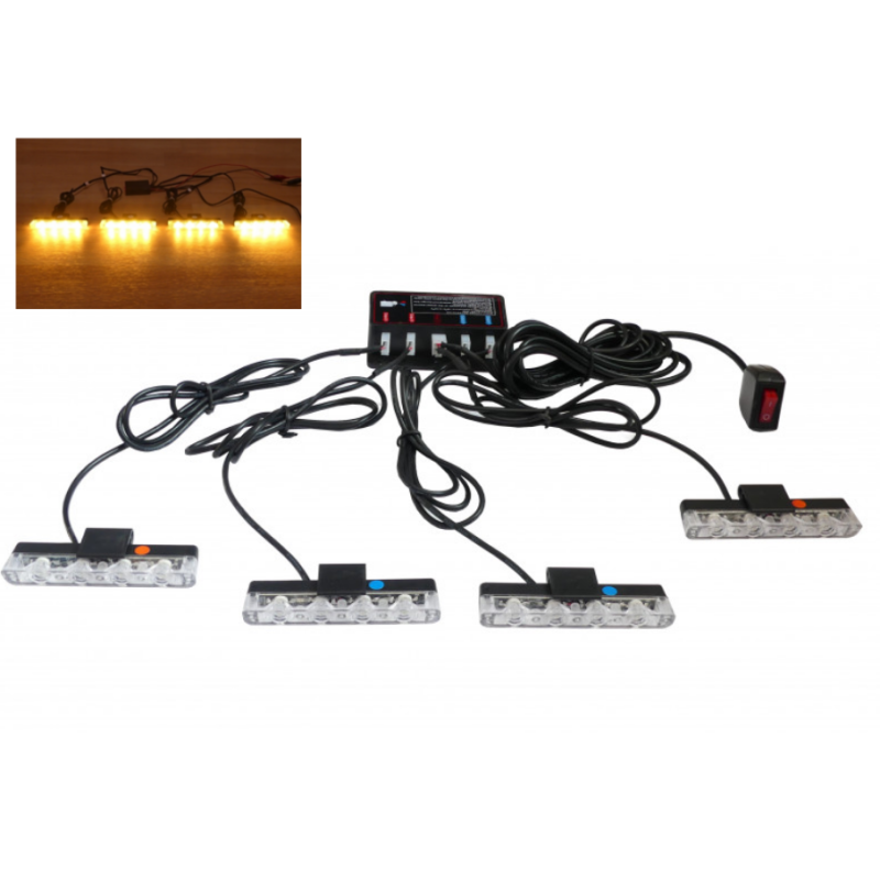 STROBOSKOPY LED 4x4W / 4 KANAŁY ŻÓŁTE SLIM