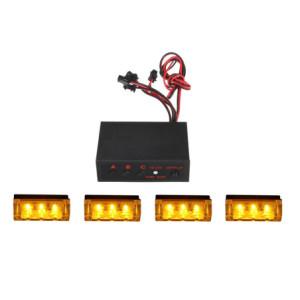 STROBOSKOPY OSTRZEGAWCZE SYGNALIZACYJNE LED 4 x 3 LED POMARAŃCZOWE ŻÓŁTE