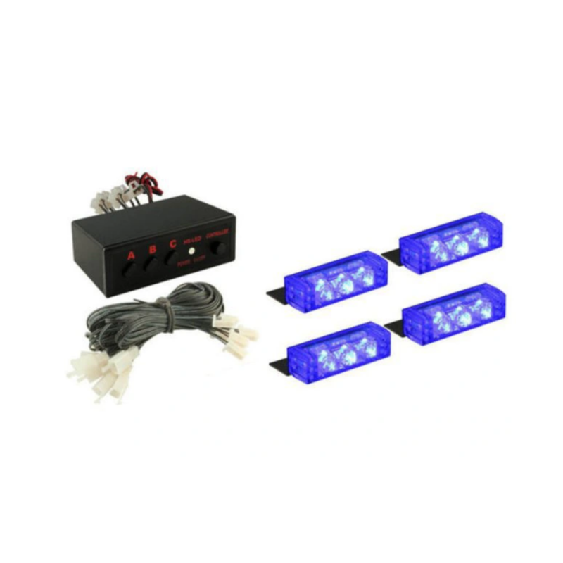 STROBOSKOPY LED 4 x 3 LED NIEBIESKIE
