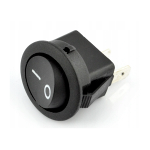 Przełącznik włącznik ON-OFF czarny okrągły 2 PIN otwór 15mm mini