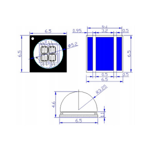 Dioda LED 12W 405nm 3-3.4V + PCB XHP70 LG6565