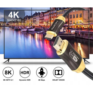 PRZEWÓD HDMI 2.1  ULTRA High Speed 8K 60HZ 4k 120Hz HQ GOLD 1,5m