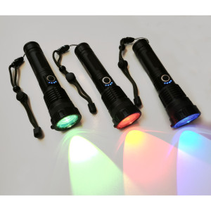 Latarka taktyczna akumulatorowa Wojskowa  USB 5 Trybów + FILTRY RGB
