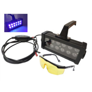 Lampa latarka LED 405nm 96W szperacz do szukania bursztynu 12-25V + okulary