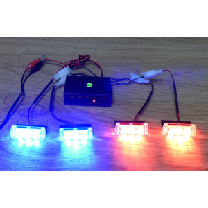 STROBOSKOPY TUNNINGOWE LED 4 x 3 LED NIEBIESKO/CZERWONE