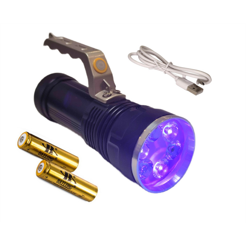LAMPA LATARKA LED SZPERACZ 3 FUNKCJE UV 9W + 2x BIAŁA (Do poszukiwania bursztynu)