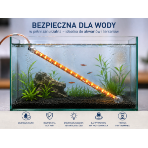 OŚWIETLENIE AKWARIUM WODOODPORNE LED 40cm białe