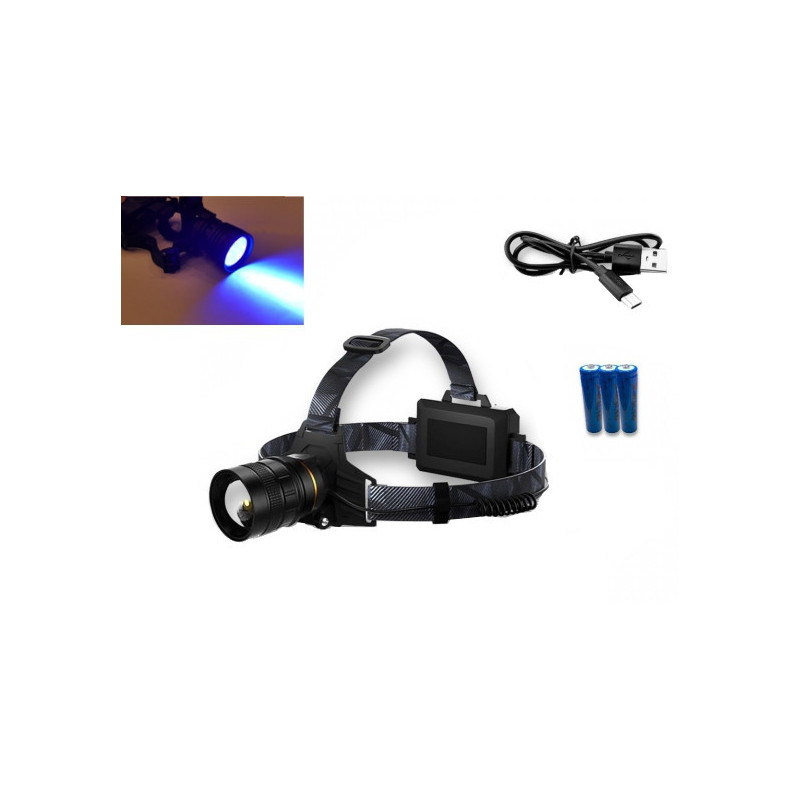 Latarka czołowa UV POWER LED XHP ZOOM 3xLi-ion do bursztynu