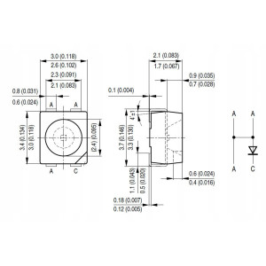 10x Dioda LED SMD, OSRAM LY E67F, YELLOW, PLCC-4 do kierunkowskazów itp