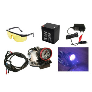 Lampa latarka czołowa UV 25W LED  Zestaw do poszukiwania bursztynu
